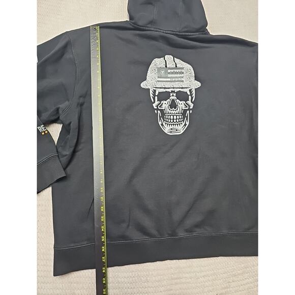 Ariat Rebar Sweatshirt Mens 2X Black Hooded Skeleton Graphic On Back - Picture 2 of 10